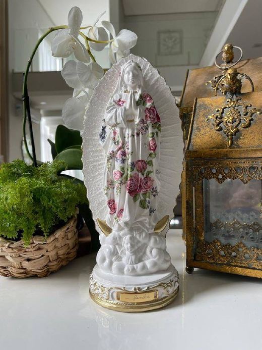 Guadalupe em decoupage com efeito porcelana